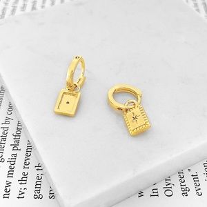 Dangle Gold Square Hoop Earrings